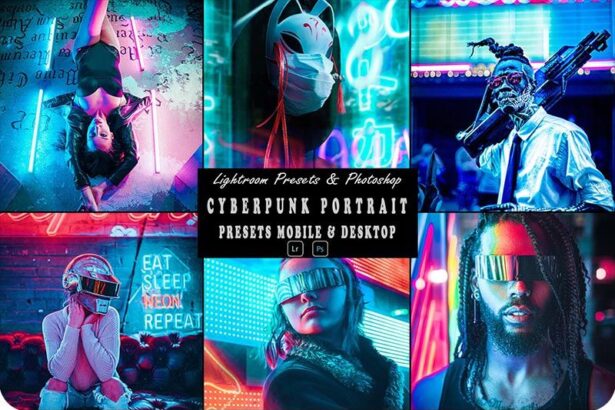 Cyberpunk Portrait Photoshop Action and Lightroom Presets Free Download Preview