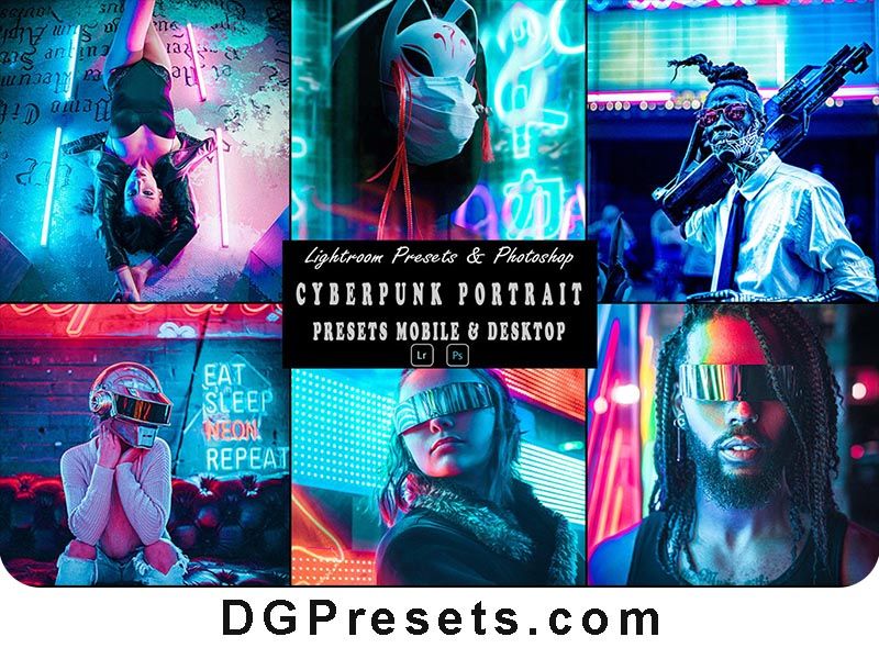 Cyberpunk Portrait Photoshop Action and Lightroom Presets Free Download Preview