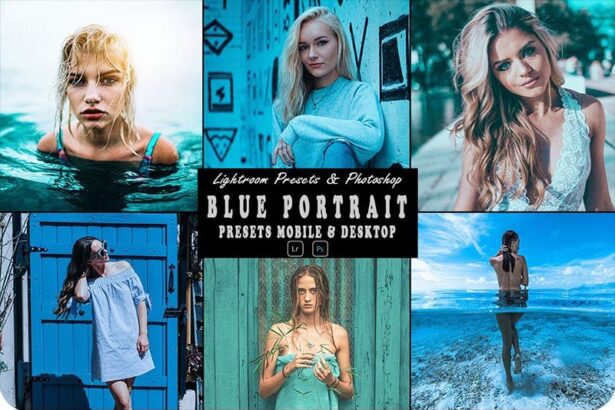 Free Blue Portrait Photoshop Action and Lightroom Presets Preview